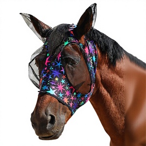 Máscara Antimoscas de Cuero Genuino para Caballos, Protección de Verano, Malla Transpirable, Bloqueo UV, Diseño Suave de Protección para Orejas/Nariz, para Montar a Caballo - Product Image 2