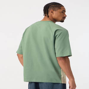 Camiseta de algodón 100% de manga corta con hombros descubiertos y cuello redondo para hombre, estilo OEM/ODM, con logotipo personalizado, estampado oversize. - Product Image 1