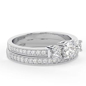 14K Rose Gold Round Cut Lab Grown Diamond 3 Stone with Accents Engagement Bridal <b>Set</b> <b>Ring</b> for <b>Women</b> - Product Image 3