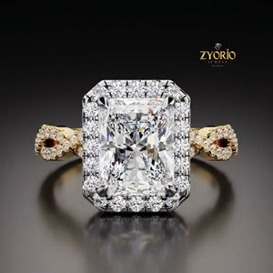 Radiant Cut Halo Engagement <b>Ring</b> | Vintage Inspired Diamond <b>Ring</b> | 925 Sterling Silver <b>Statement</b> <b>Ring</b> | Luxe Bridal Jewelry - Product Image 4