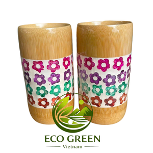 Taza de Bambú Hecha a Mano con Banda de Mosaico Colorida para Decoración Boho del Hogar, Regalos Costeros, Colecciones de Boutique, Estilo Spa y Resort - Product Image 3