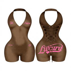 Protect Style Apparels Body sculptant de luxe pour femme, rouge, col licou, sans manches, dos lacé, effet ventre plat, coupe ajustée sexy - Product Image 2