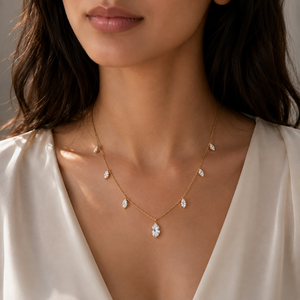 Collier en or jaune 14 carats avec diamant de laboratoire taille marquise, vente en gros, OEM ODM, bijoux fins personnalisés pour femmes, fabricant - Product Image 3