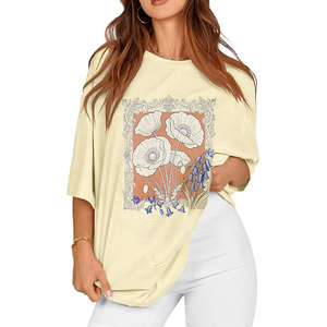 T-shirts oversize pour femmes, coton doux personnalisé, coupe ample, manches courtes, hauts décontractés pour femmes, vêtements de rue d'été et usage quotidien - Product Image 2