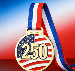 Médailles commémoratives américaines de 250e anniversaire, personnalisées, en émail souple, de qualité supérieure, vente en gros, directement de l'usine, OEM, sur mesure - Product Image 2