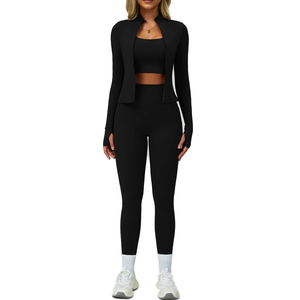 Custom Women's Eco-Friendly 100% Cotton Breathable Seamless Yoga Set 2-Piece Gym Sportswear Quick Dry High Waist Elastic Waist - Product Image 1