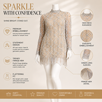 Robe de soirée courte élégante et moderne pour femmes, scintillante |   Broderie de sequins de haute qualité |   Silhouette en A respirante et confortable