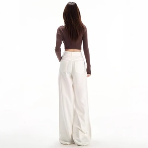 Vaqueros anchos lavados personalizables para mujer, nueva colección primavera 2026, de cintura alta, holgados, con caída, largos hasta el suelo, de corte recto. - Product Image 4