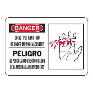 Panneau de signalisation bilingue de sécurité pour machines - PVC durable pour les zones de travail intérieures et extérieures - Product Image 3
