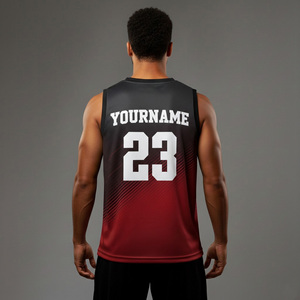 Customizable Men's Basketball Jersey V-Neck Sleeveless Gradient Color Sublimated Print Moisture Wicking <b>Athletic</b> Fit - Product Image 2