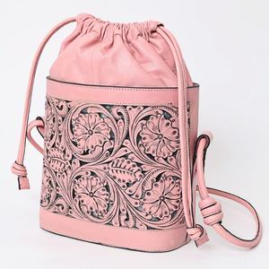 Sac seau bohème occidental en cuir de vachette véritable avec franges personnalisées, design tendance, fleurs gravées, accessoires de luxe pour femmes, automne - Product Image 1