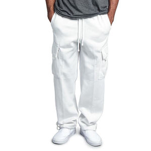 White Cargo Sweatpants <b>Men</b> <b>Loose</b> Fit <b>Jogger</b> Trousers with Multiple Pockets Casual Streetwear - Product Image 4