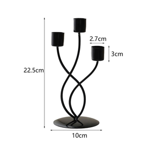 Black Powder Coated 2 Light Candelabra Minimalist Twisted Metal Taper <b>Candlestick</b> <b>Holder</b> For Tabletop Wedding & Home Decoration - Product Image 5