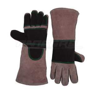 Gants de soudage en cuir de vachette noir et gris, gants de sécurité industriels de 16 pouces, résistants à la chaleur, vente en gros - Product Image 2