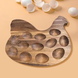 Wooden <b>Egg</b> Holder Tray Hen Shaped <b>Egg</b> Storage Organizer Handcrafted Wood <b>Egg</b> Rack with 12 Individual <b>Egg</b> Cups Serving Tray - Product Image 3