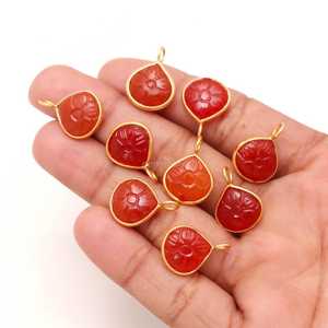 Natural Carnelian Flower Pendant 925 Sterling <b>Silver</b> Gemstone Pendant Hand Carved Heart Charm For Jewelry Making Wholesale Bulk - Product Image 5