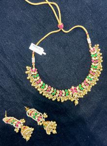 Conjunto de Collar y Pendientes de Boda TISHYA DIAMOND, Chapado en Oro Étnico, Aleación de Cobre, Corte Brillante, Imitación de Perla, Cuentas Verdes, a la Moda - Product Image 2