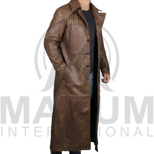 Customized Color Leather <b>Long</b> <b>Coats</b> For <b>Men</b> Oem Service <b>Long</b> <b>Men</b> Clothing Down Collar <b>Coat</b> Breathable For Winter Leather <b>Coat</b> - Product Image 3
