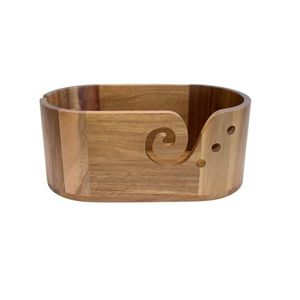 AZ ENTERPRISES Wooden Yarn Bowl Round Hand Carved Spiral Design Natural Finish Portable 15cm Needlework Accessory - Product Image 6