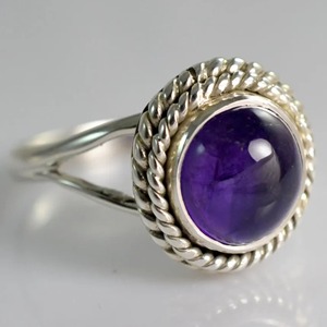 Amethyst <b>Ring</b> Handmade Sterling Silver Bezel Setting Natural Purple Round Shape Gemstone <b>Boho</b> Jewelry Women's Jewekry - Product Image 5
