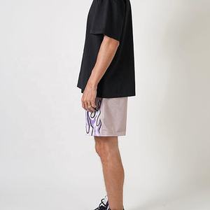 ECONEX SPORTS 2025 Short de basket-ball pour homme à imprimé graphique Flamme violette 100% coton haute qualité décontracté entraînement athlétique maille - Product Image 5