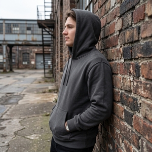 Custom Charcoal Gray <b>Orange</b> Logo Pullover Hoodie <b>Men's</b> Casual Sportswear <b>Sweatshirt</b> OEM ODM Wholesale Manufacturer - Product Image 3