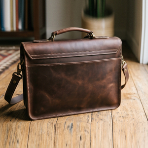 Classic Men's Leather Briefcase Hard Case Buckle Closure Durable Business Satchel Bag Cowhide Leather Shoulder Bags Unisex - Product Image 4
