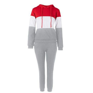 Conjunto Deportivo Personalizado con Logotipo para Mujer, Venta al por Mayor, Rojo y Blanco, Unisex, Sudadera y Pantalones Deportivos de Algodón Grueso - Product Image 1
