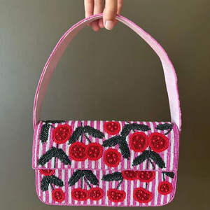 Sac fourre-tout indien traditionnel de luxe fait main, multicolore, orné de perles de verre, durable, artisanal, avec poignée baguette, mode décontractée haut de gamme - Product Image 5