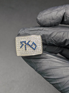 Anillo de Moissanita de Plata de Ley con Acentos Azules, Anillo de Banda Pavé, Joyería de Lujo para Hombre, Anillo de Moda Audaz Estilo Hip Hop, Regalo - Product Image 3