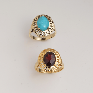 Natural <b>Turquoise</b> <b>Ring</b> Brass Gold Plated Vintage Prong Set Handmade Oval Gemstone <b>Ring</b> for Women Wholesale - Product Image 5