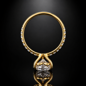 Bague de fiançailles tendance en or jaune massif 14 carats avec diamant taille cœur de 2,5 carats E VVS2 et diamants latéraux, style romantique pour femme - Product Image 5