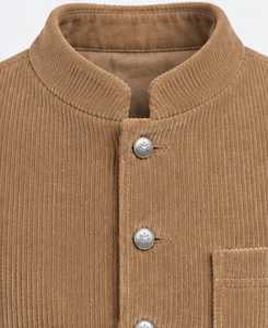 Men's Corduroy <b>Vest</b> Mandarin Collar Button Closure Full <b>Sleeve</b> - Product Image 3