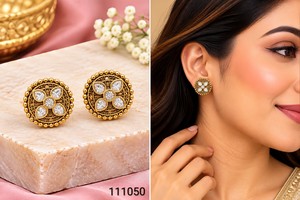 Boucles d'oreilles pendantes ethniques classiques de haute qualité en alliage de zinc plaqué or, zircon taille ovale, imitation perle, pour femme, mode fiançailles - Product Image 2