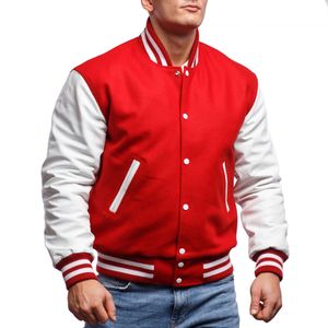 High Quality Sports <b>Red</b> White Custom Chenille Embroidered Varsity <b>Jackets</b> Custom Men Baseball Oversized Baseball <b>Jacket</b> - Product Image 2