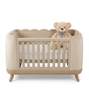 Cot Nursery white painted solid carved mahogany made in Indonesia custom WT7887 - Product Image 1