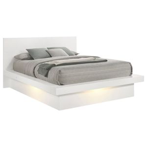 Letto matrimoniale imbottito Tokyo Snow White Wood Queen con pannello LED - Product Image 3