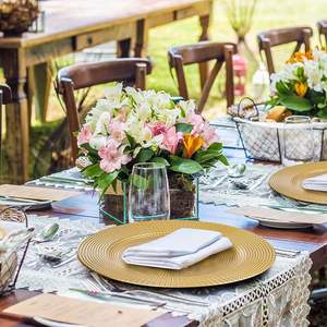 Assiette de présentation à motif marbré, base décorative moderne pour tables de banquet d'hôtel - Product Image 5