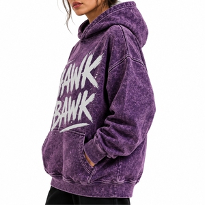 Custom Women Acid Wash Pullover Hoodie Premium Cotton Fleece Terry Streetwear Regular Fit Wear Heavyweight Fabric For Men - Product Image 3