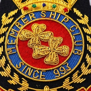 Custom Bullion Wire Embroidered Golf Club Crest Patch Luxury Goldwork Crown Badge Sew-On Applique for Uniforms & Garments - Product Image 2
