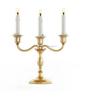 เชิงเทียนอลูมิเนียม3เรียวพร้อมโลหะเคลือบทองเชิงเทียนสำหรับตกแต่งบ้านให้แสงสว่าง - Product Image 6