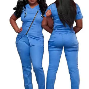 Uniforme de Enfermería de Alta Calidad, Talla Grande, Manga Corta, Diseño Casual, Ropa de Algodón Cómoda para Primavera, Colores Variados - Product Image 4