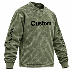 Sudadera de Alta Calidad con Lavado Ácido, Estilo Vintage, Cuello Redondo, Mangas Estampadas, Personalizable, Unisex, Gruesa - Product Image 3
