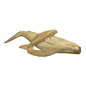 งานแกะสลักโลมาไม้สักทำมือ - ขายส่งรูปปั้นไม้รูปสัตว์ทะเล - Product Image 1