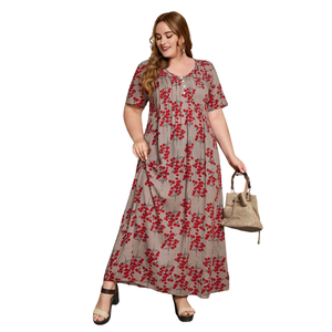 Vestido largo con cuello cuadrado para mujer, vestido festivo con estampado floral - Product Image 2