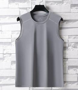 Camiseta sin mangas de punto liso teñido de seda helada para hombre, chaleco deportivo fino y transpirable de verano, camisetas de secado rápido - Product Image 3