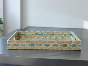 PERFECT ENTERPRISES Rectangular Wooden Serving Tray Inlay Nacre Ottoman Tray with <b>Handles</b>, Tea tray, Cocktail Tray - Product Image 4