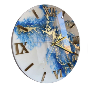 Horloge murale à aiguilles en quartz de style industriel, en résine et bois, style antique, deux pièces, pour la décoration du salon, cadeau de Noël - Product Image 2