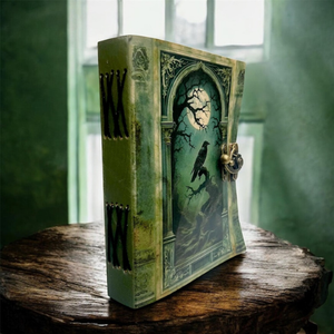 Diario de Cuero Gótico con Diseño de Cuervo y Luna, Grimorio Hecho a Mano, Libro de Sombras con Cierre Vintage - Product Image 4