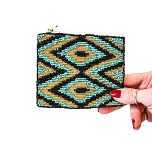 Style <b>Seed</b> Beads Coin Pouch Beaded Zipper Pouch for Women Wholesale beaded coin purses with intricate - Product Image 1
